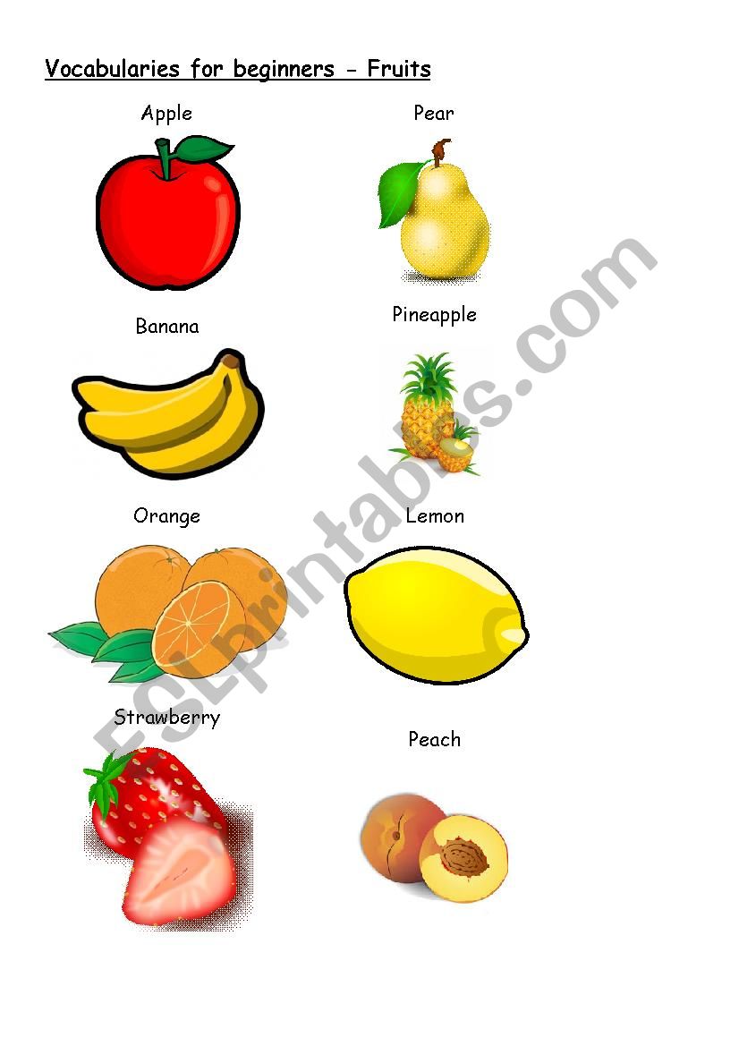 Vocabularies for Beginners - Fruits