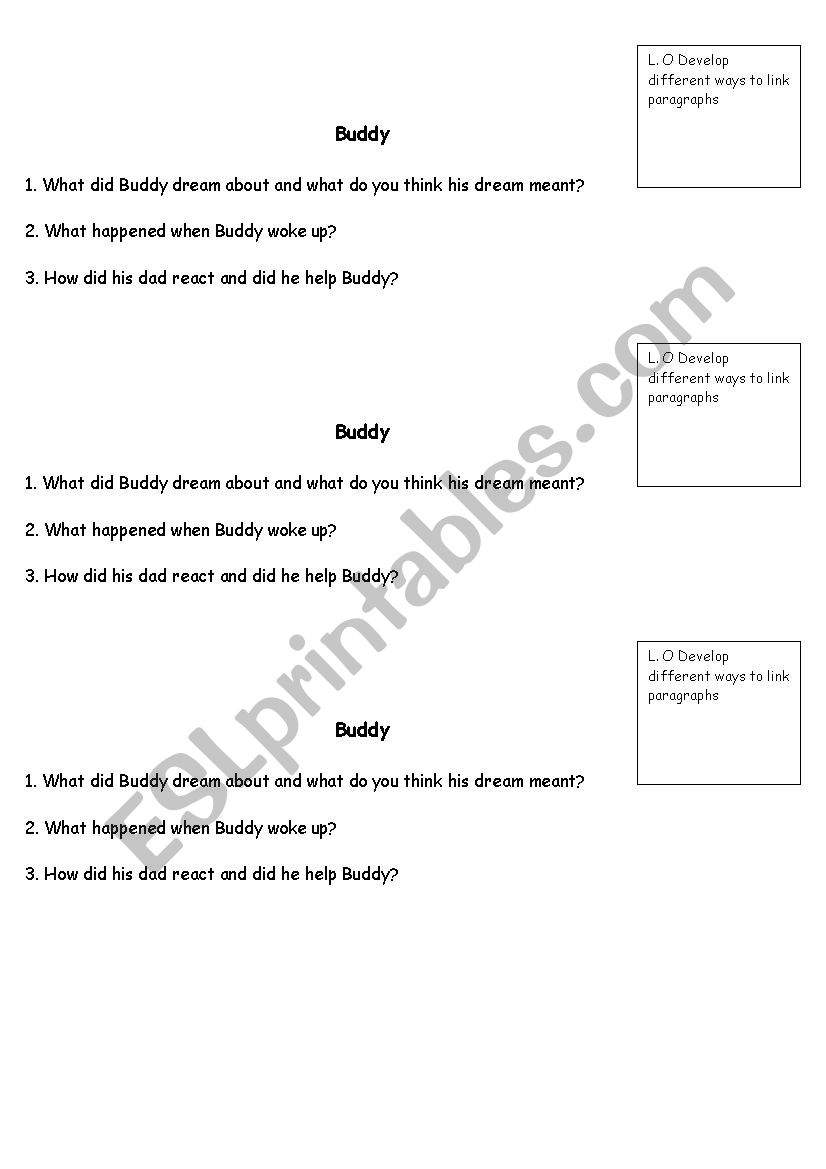 Buddy Paragraphs worksheet