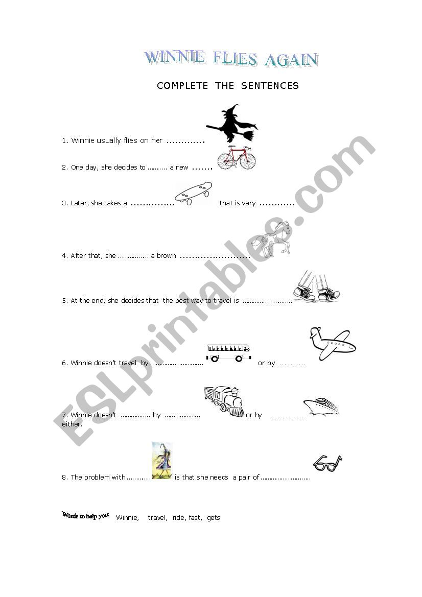 Winnie flies again worksheet