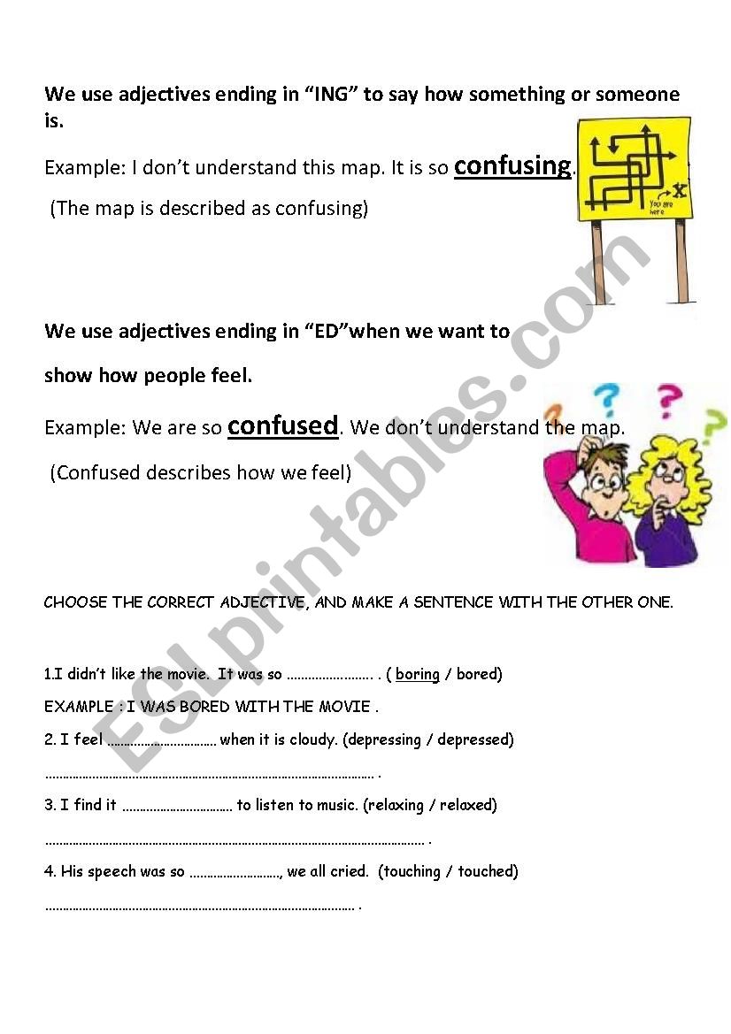 Adjectives ED or ING worksheet