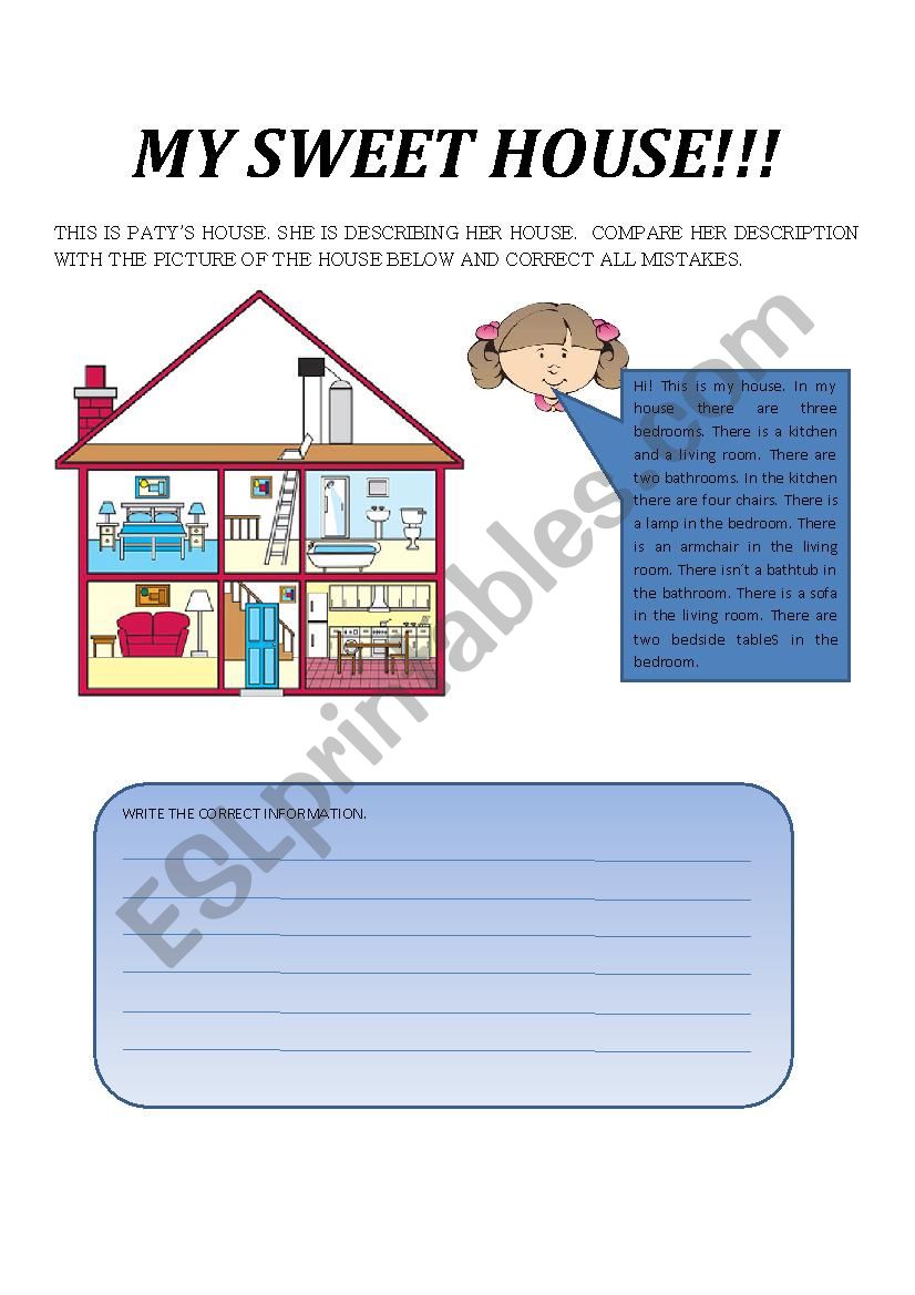 MY SWEET HOUSE worksheet