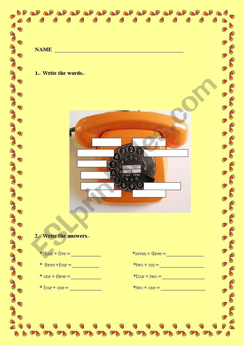 NUMBERS worksheet