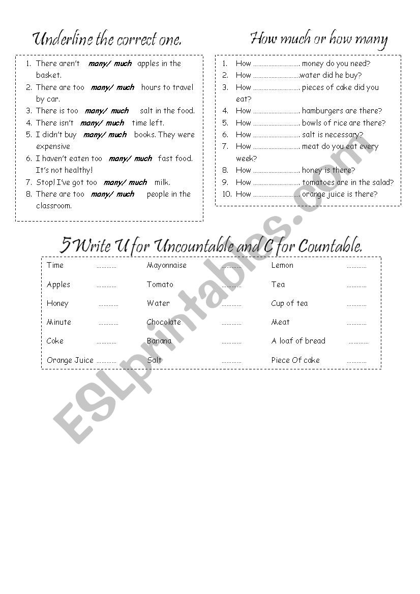 QUANTIFIERS worksheet