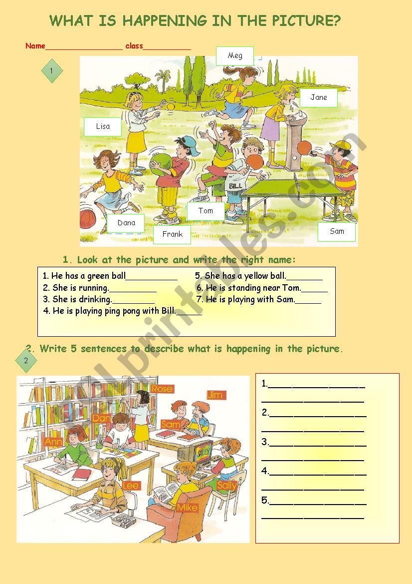 Picture Description worksheet