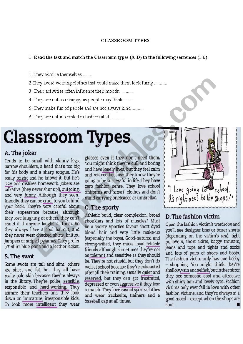 PERSONALITY worksheet