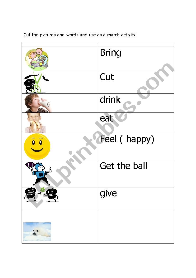 Infinitive verbs with visuals worksheet