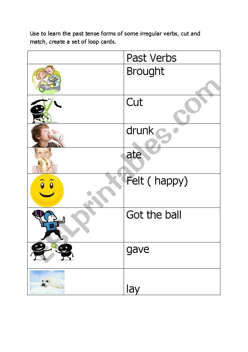 Irregular verbs with visuals worksheet