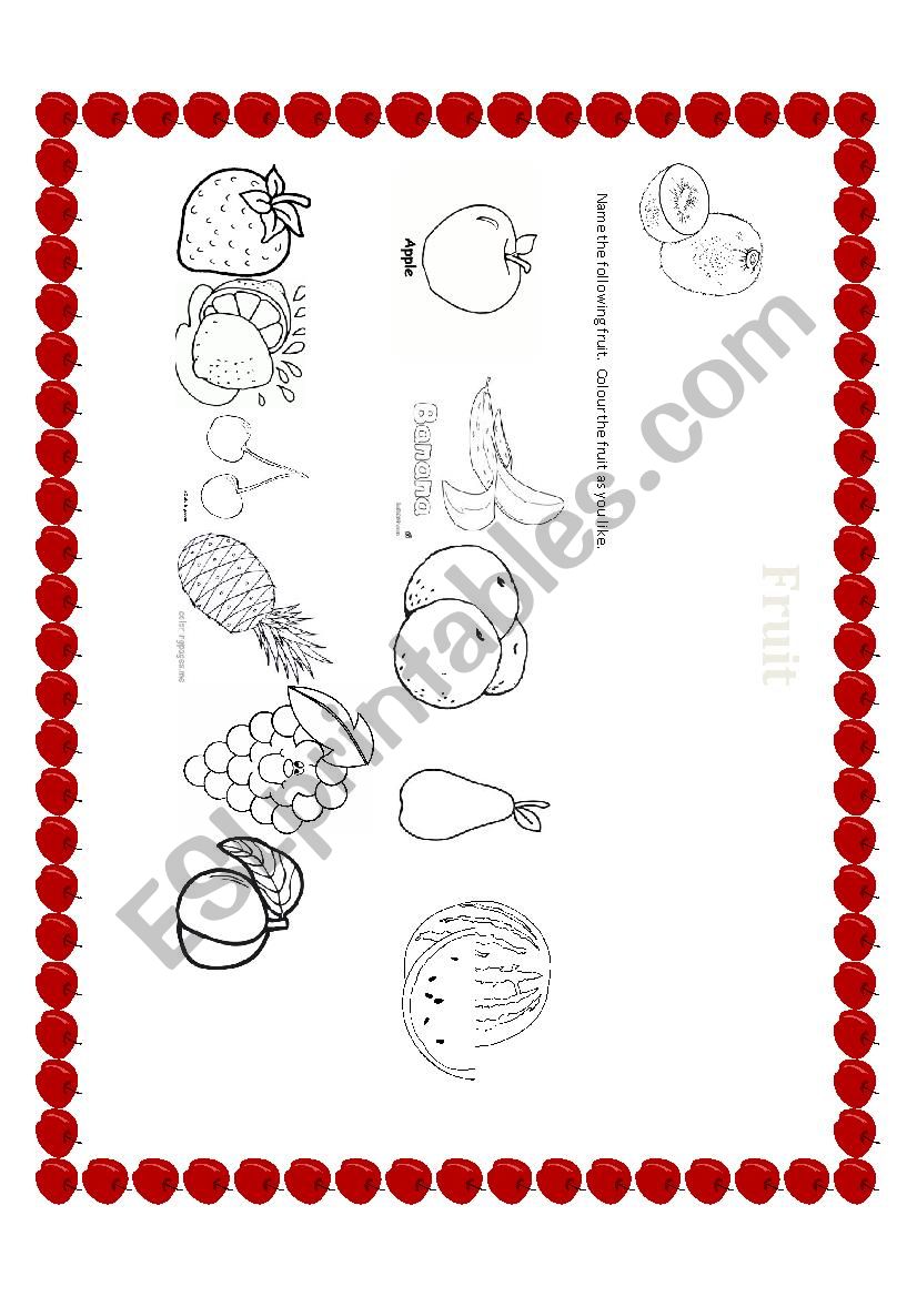 Fruit Revision worksheet