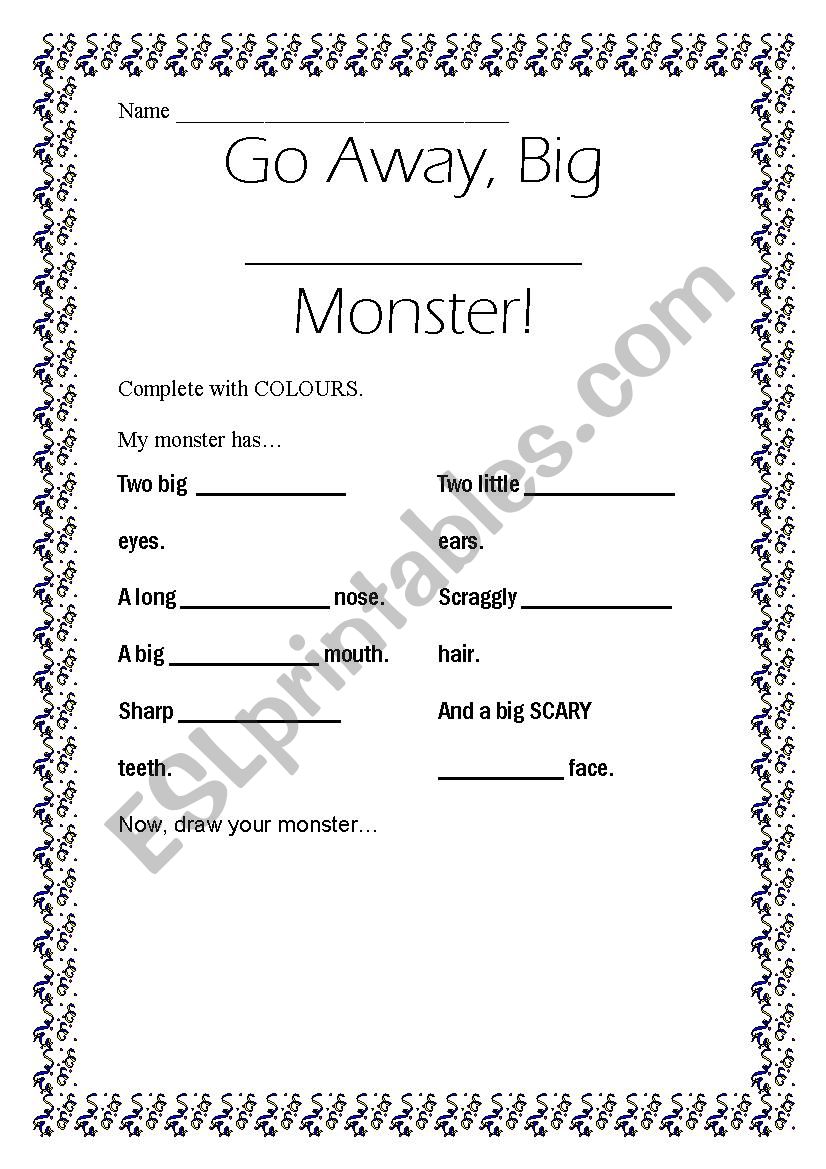 Go Away Big Green Monster worksheet