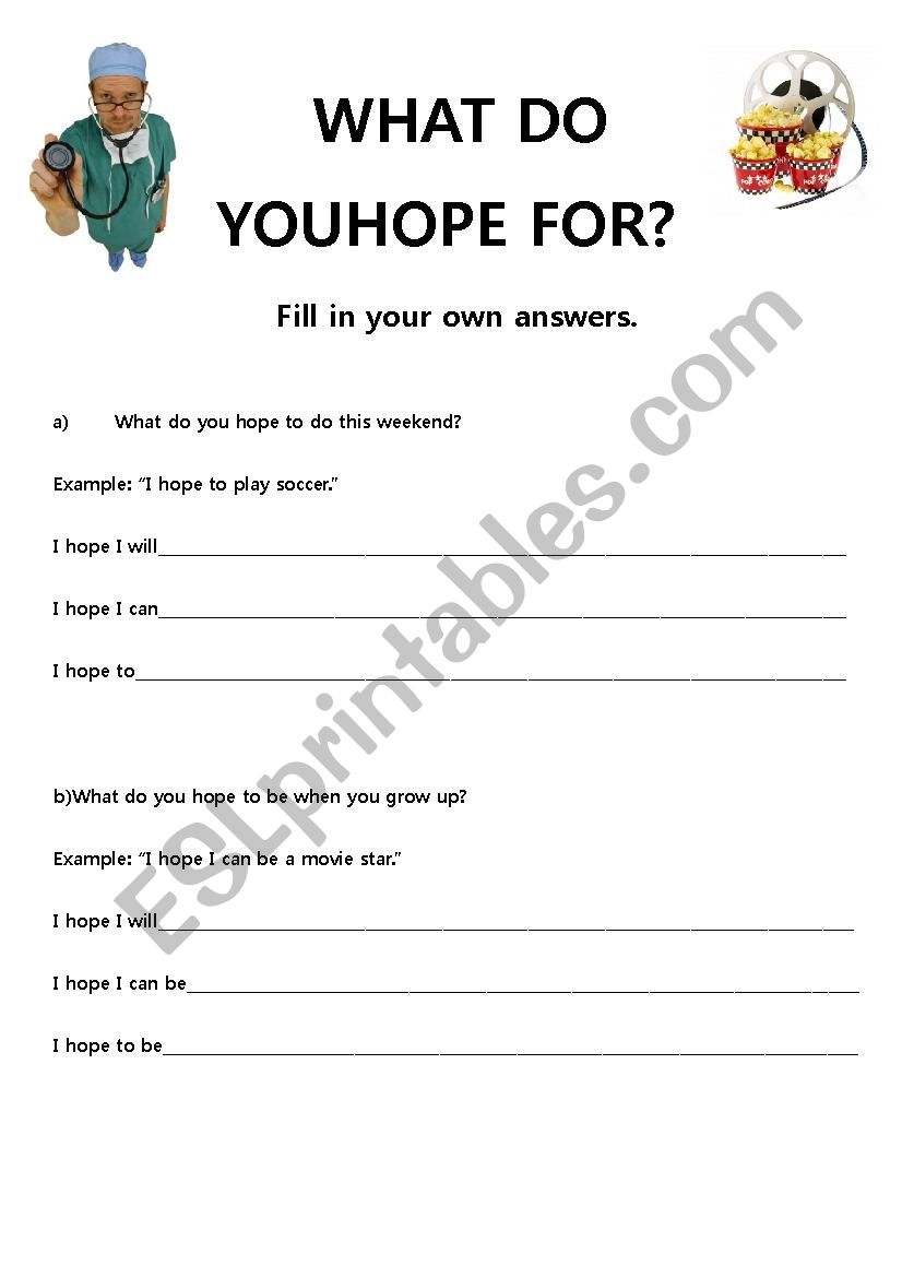 I HOPE Worksheet worksheet
