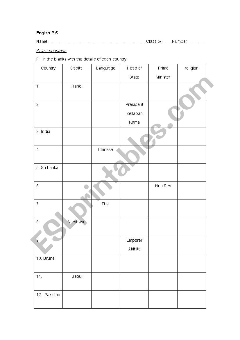 Revise: Asia Prathom 5( 5th grader)