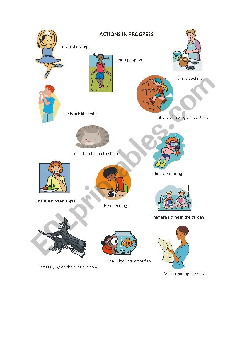 Actions in progress. worksheet