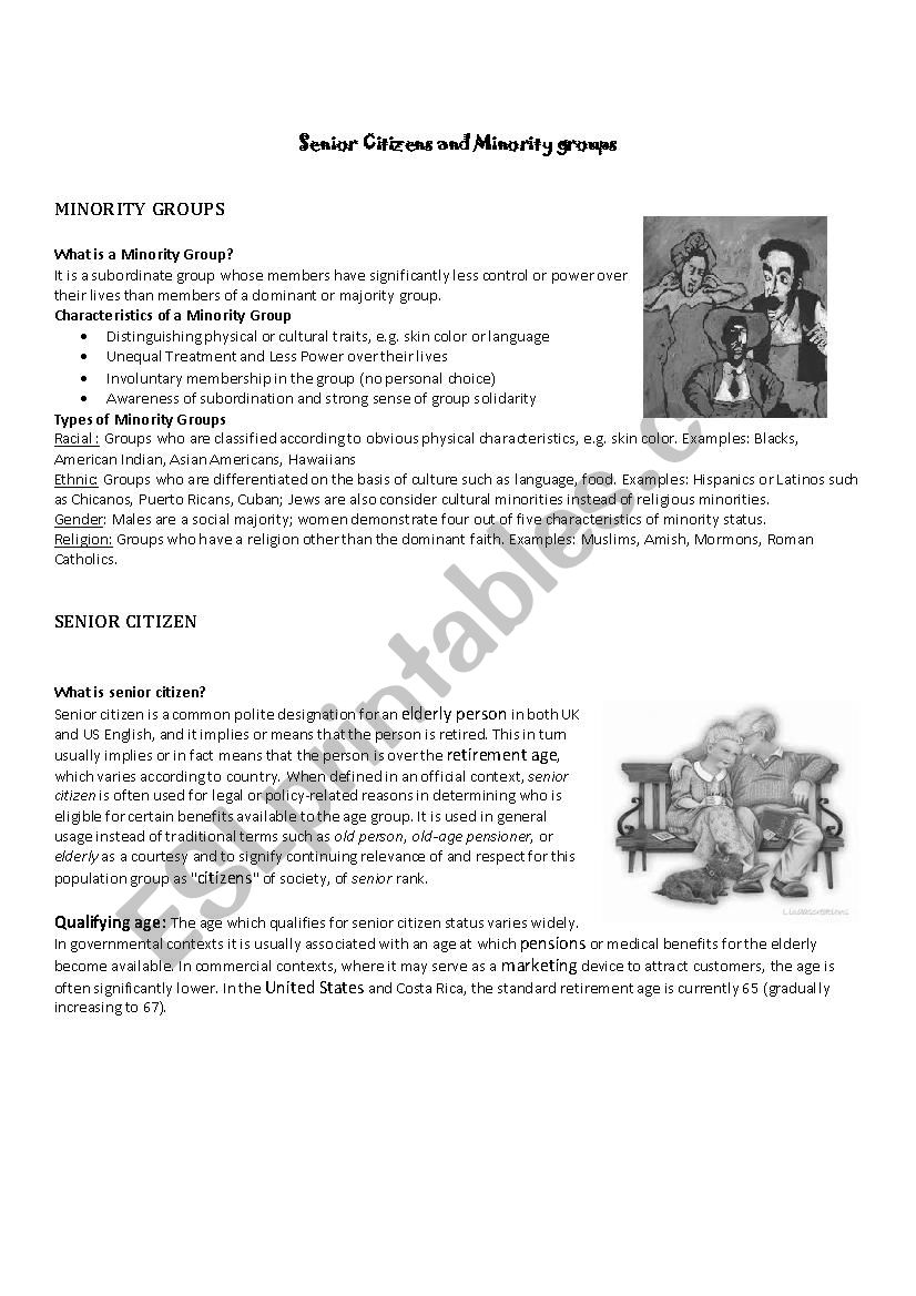 minority groups worksheet