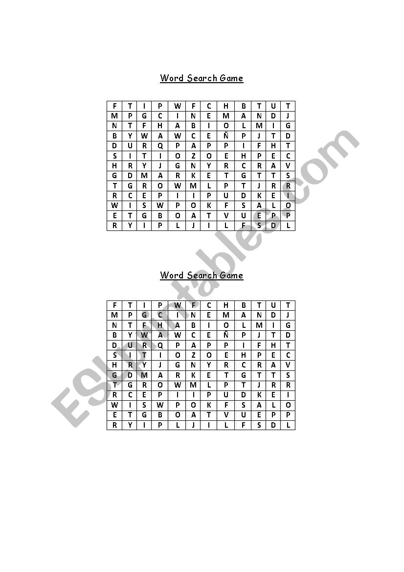 Objects worksheet