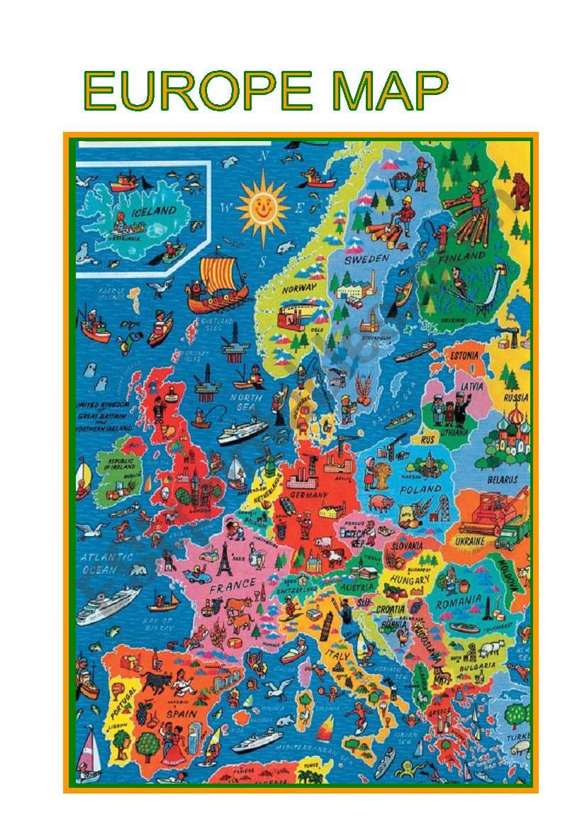 Maps-Europe map worksheet