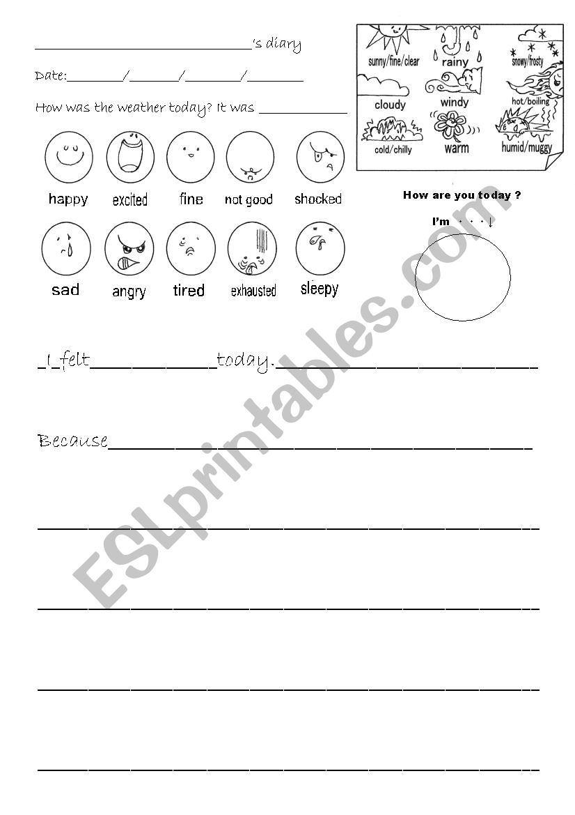 Kids diary worksheet worksheet