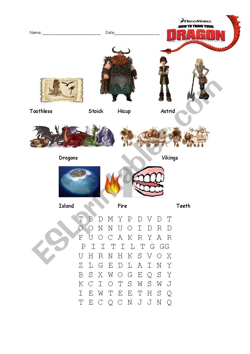 How to train your dragon worksheet