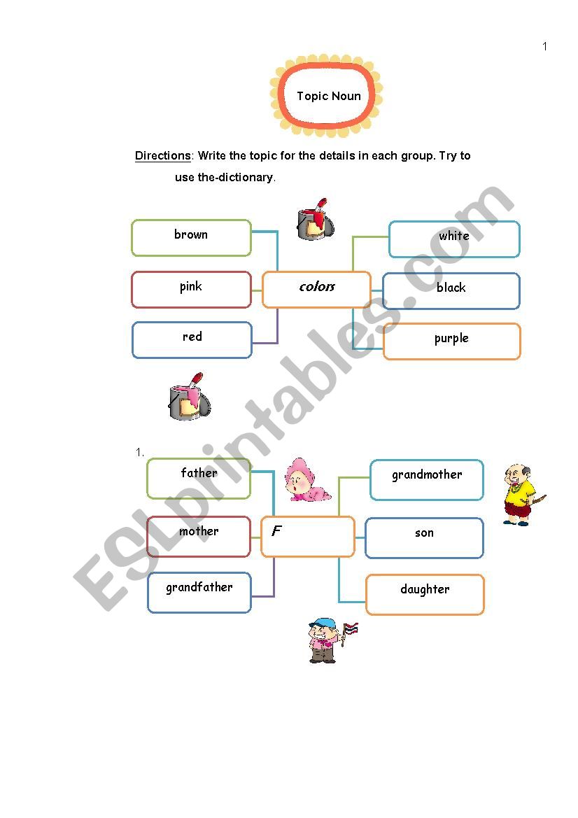 Topic Noun worksheet