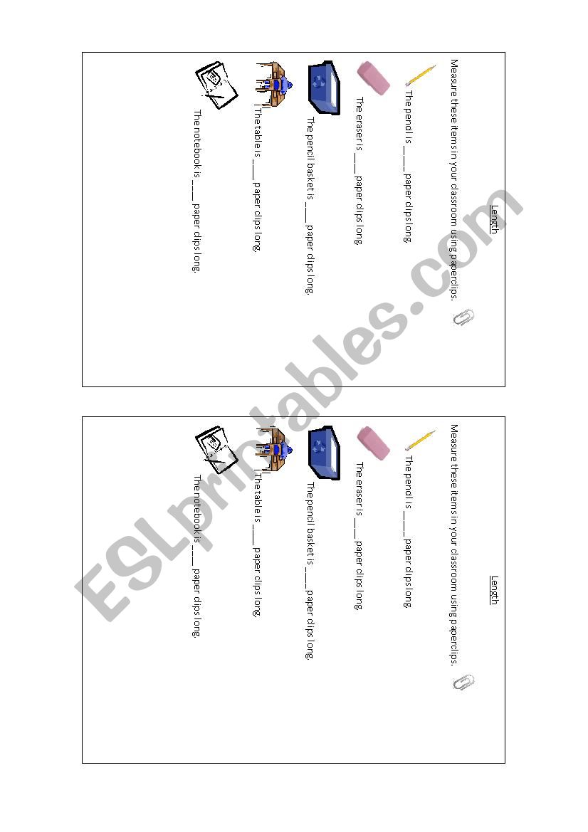 Length math worksheet worksheet