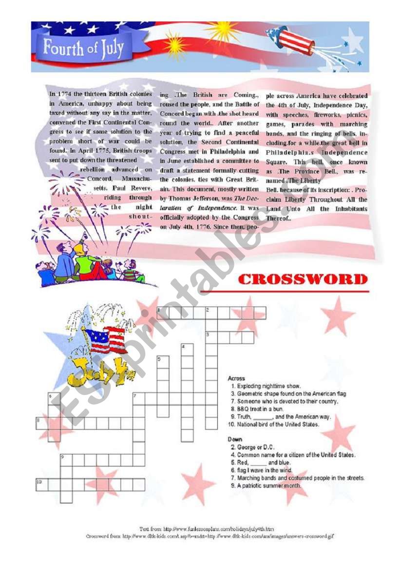 4th of July worksheet