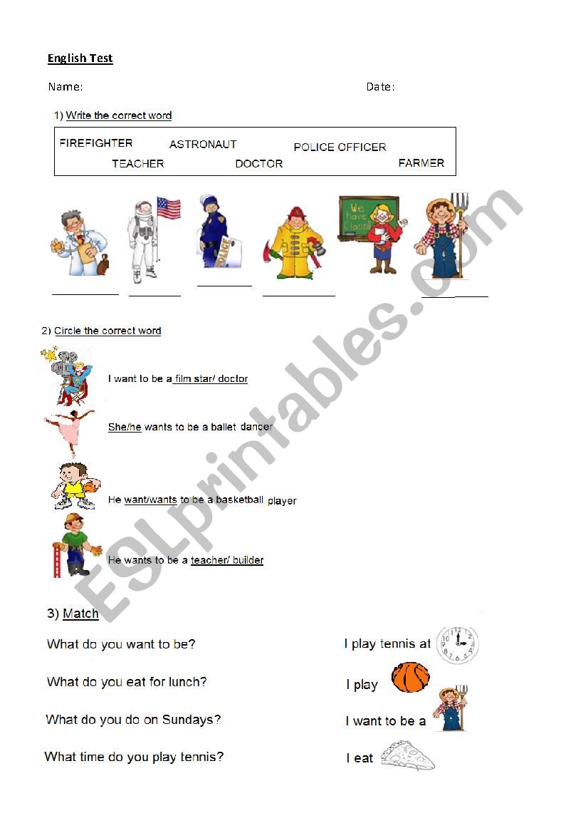 jobs worksheet