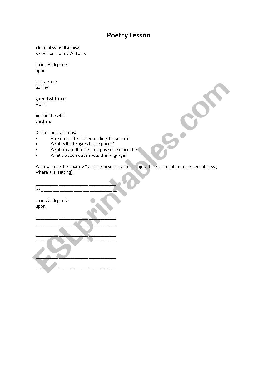 Poetry worksheet worksheet