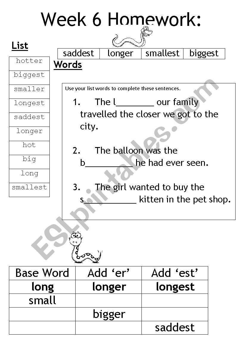 Week 6 Homework worksheet