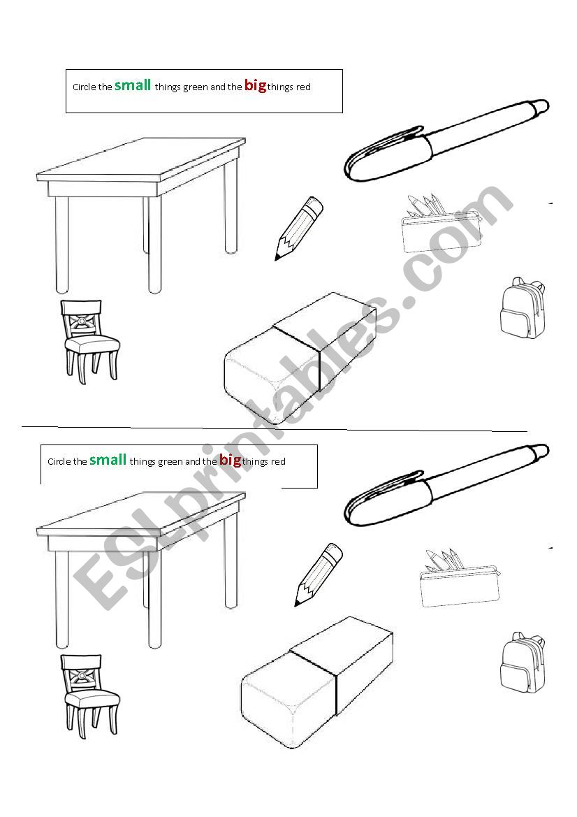 big - small worksheet