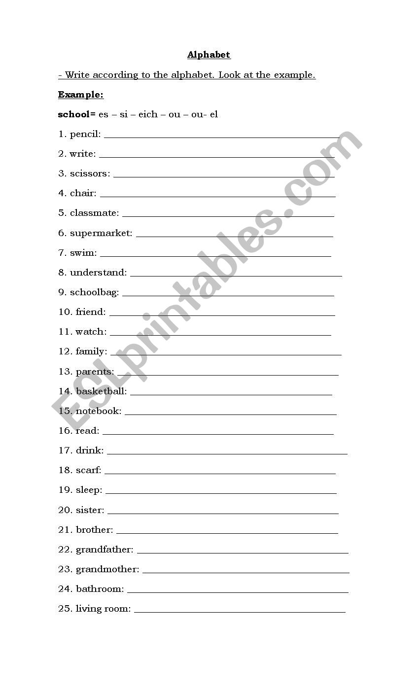 Alphabet exercises worksheet