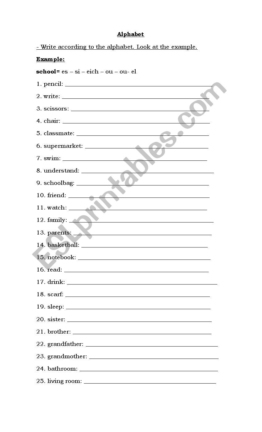 Alphabet exercises ESL worksheet by smbsmb