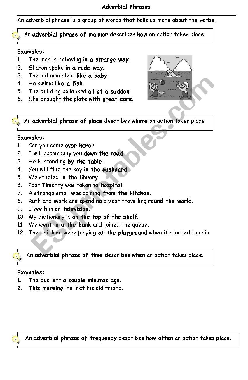 Adverbial Phrases worksheet