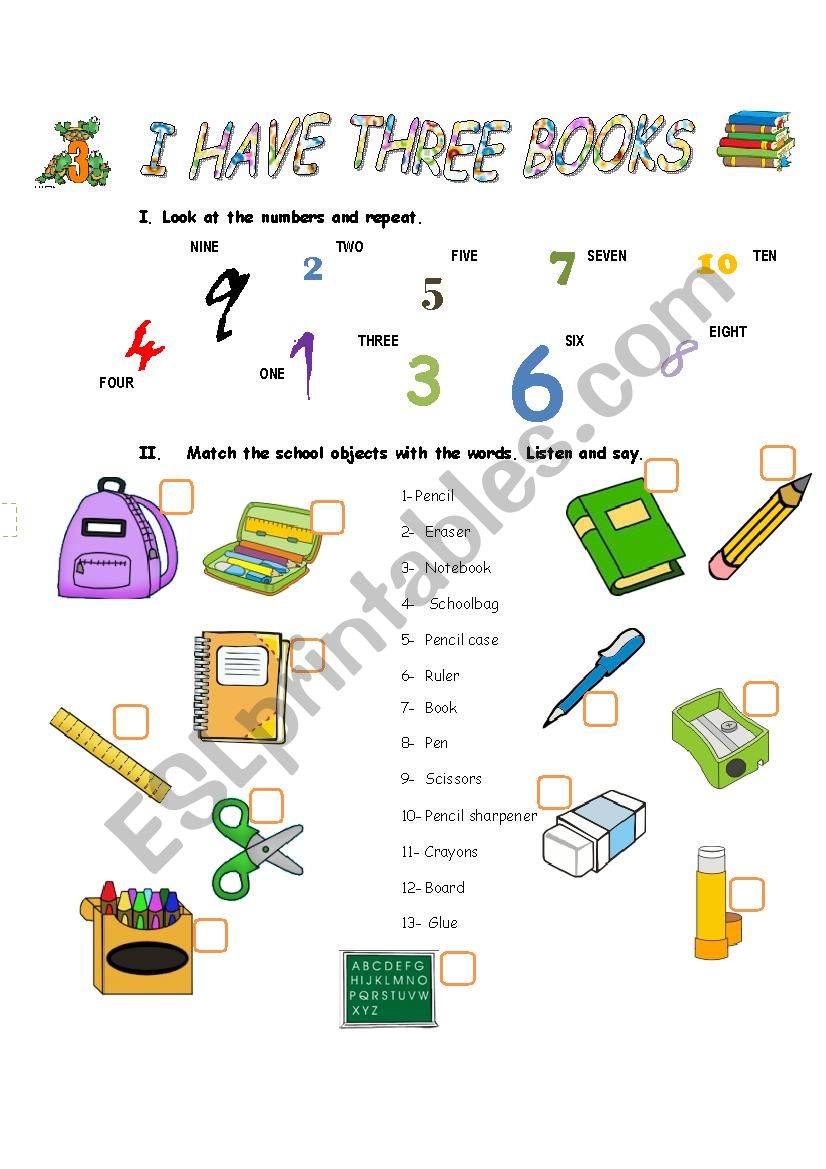 SCHOOL OBJECTS worksheet