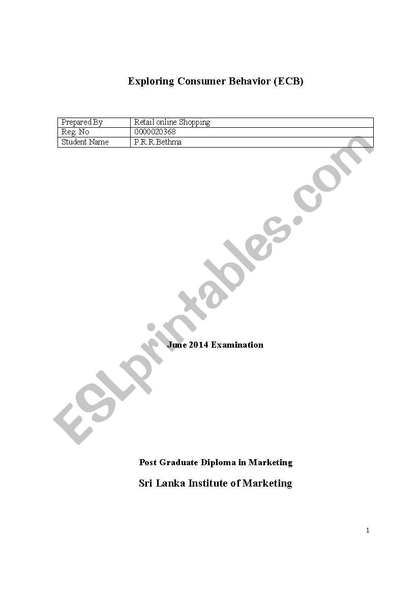 consumer behavior worksheet