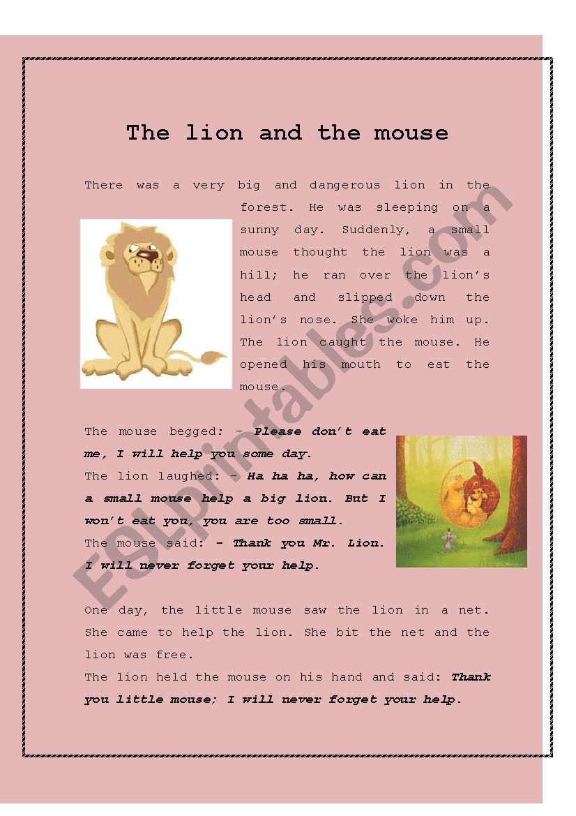 The lion and the mouse- the past tense