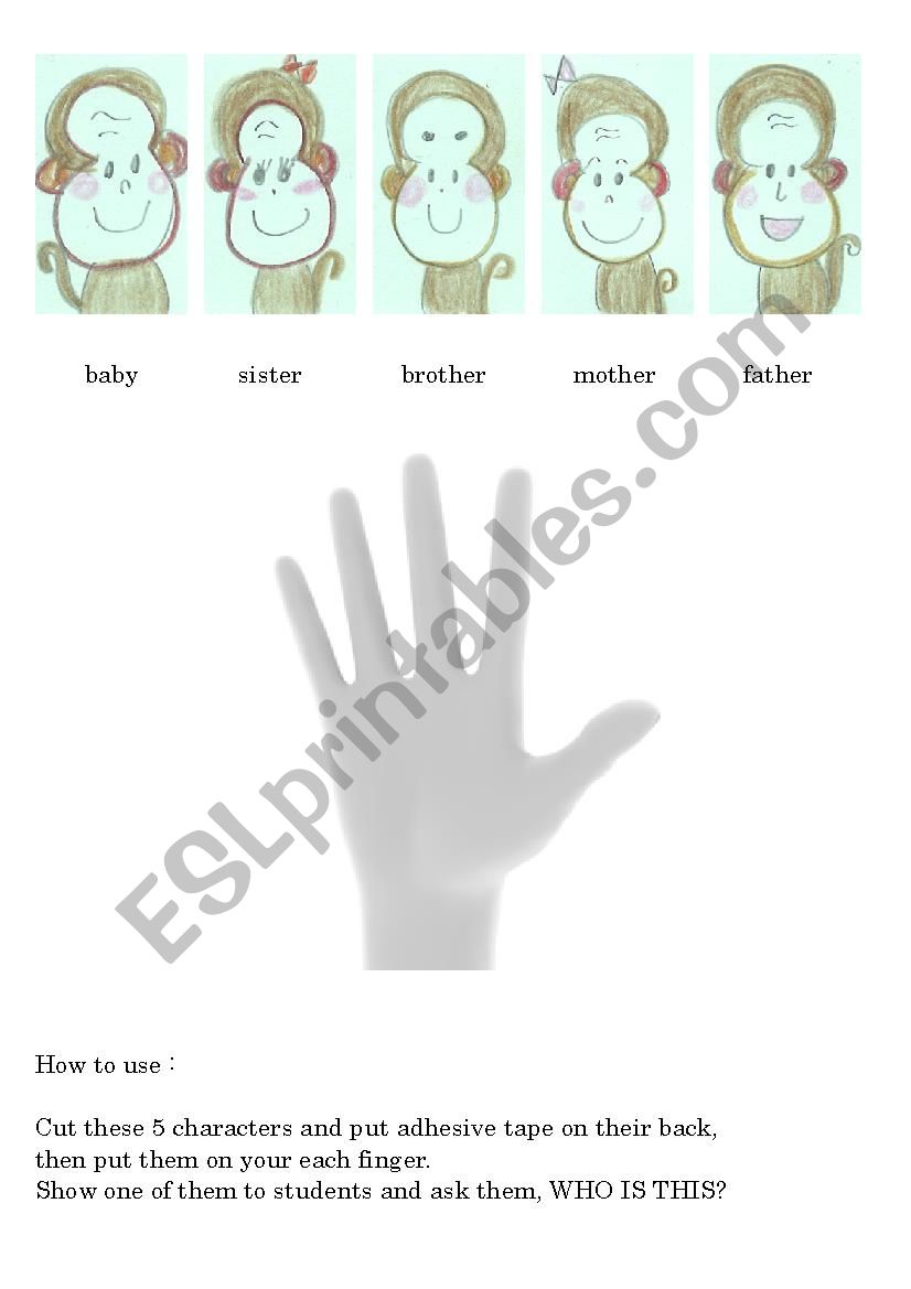 fingers game part2 (monkey) worksheet