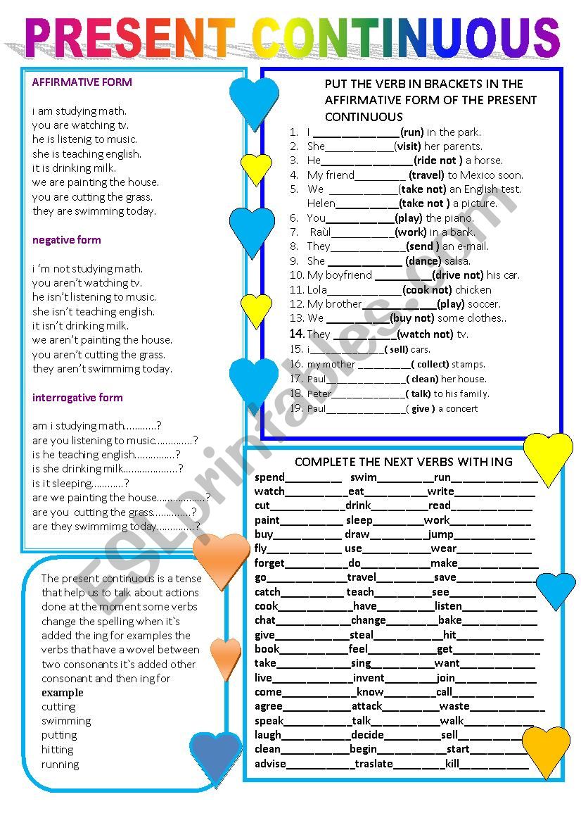 present progressive worksheet