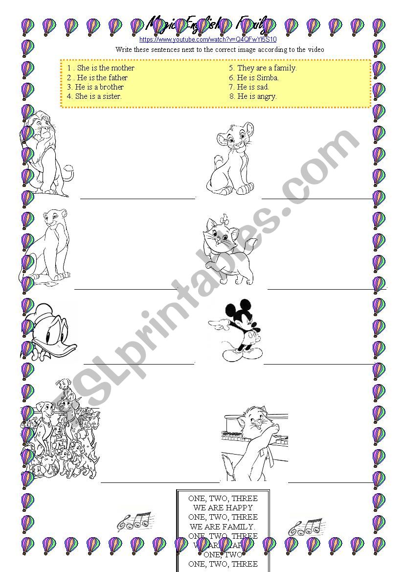 Magic English - Family worksheet