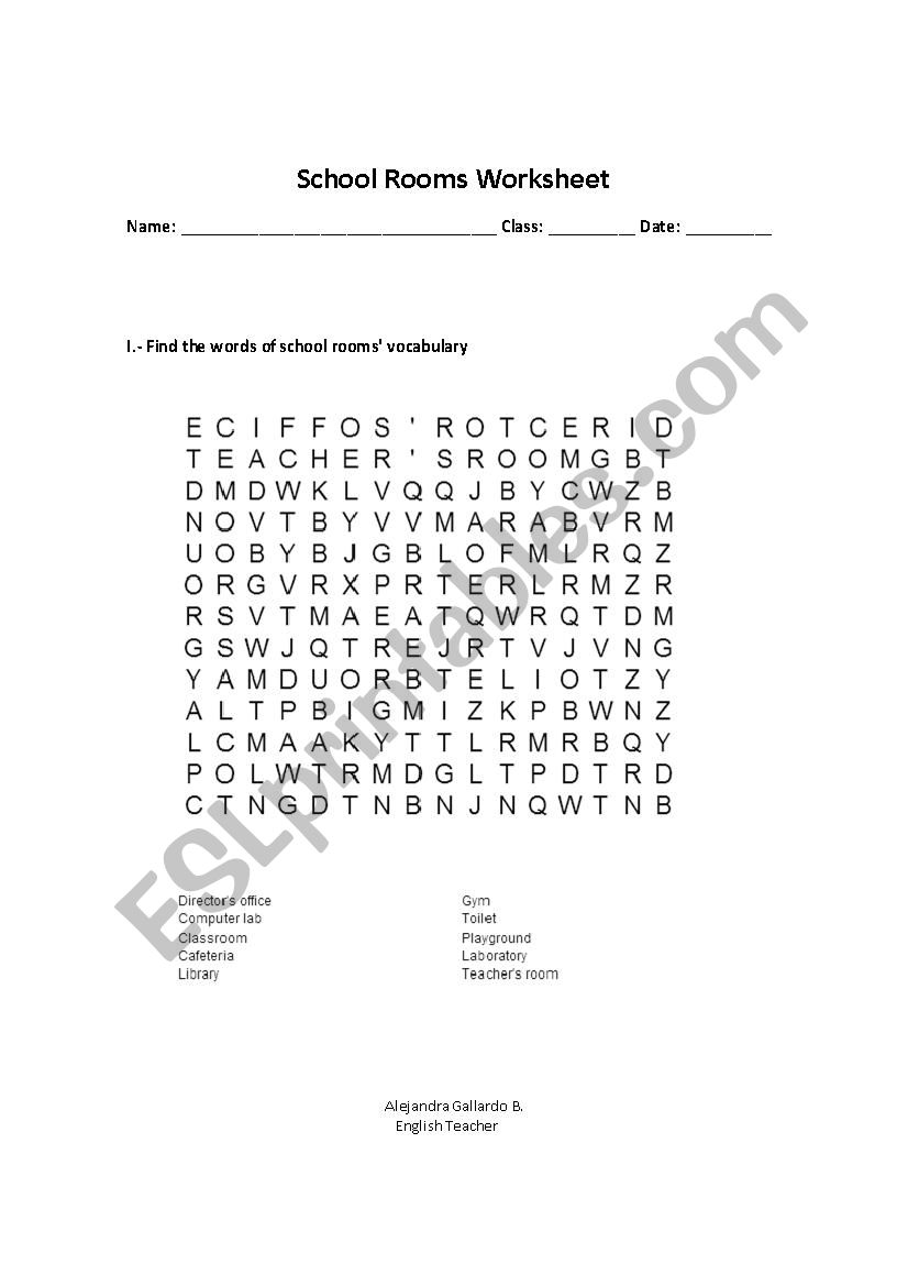 School Rooms worksheet