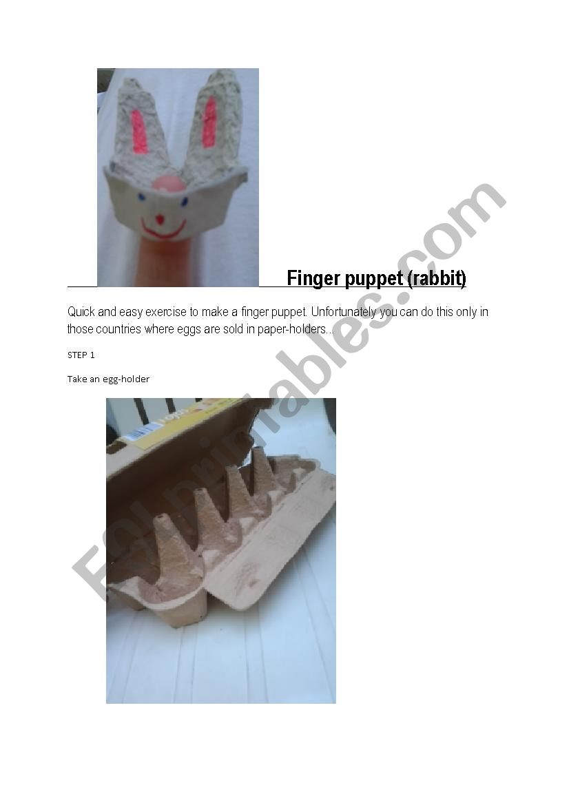 Finger Puppet worksheet