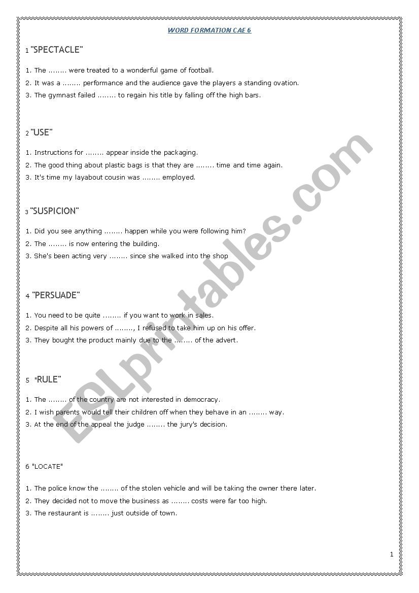 WORD FORMATION - CAE USE OF ENGLISH PART 3