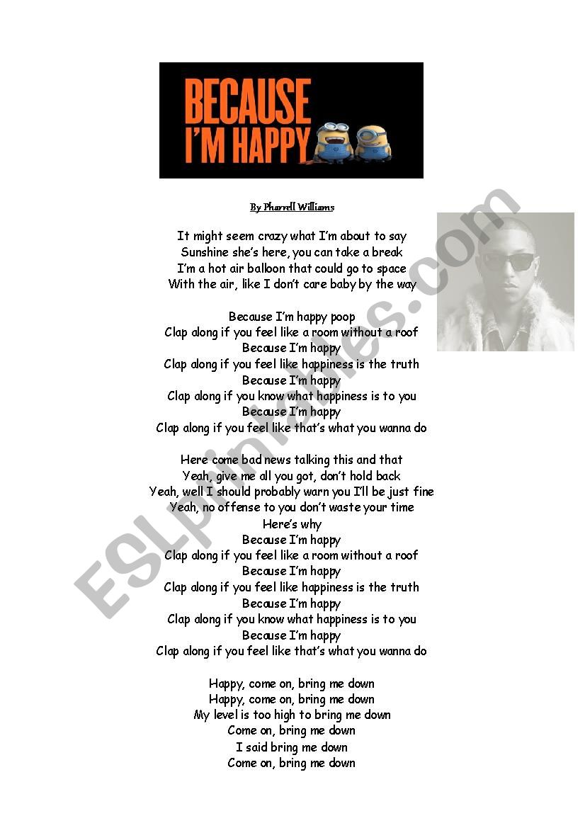 Happy by Pharrell Williams worksheet