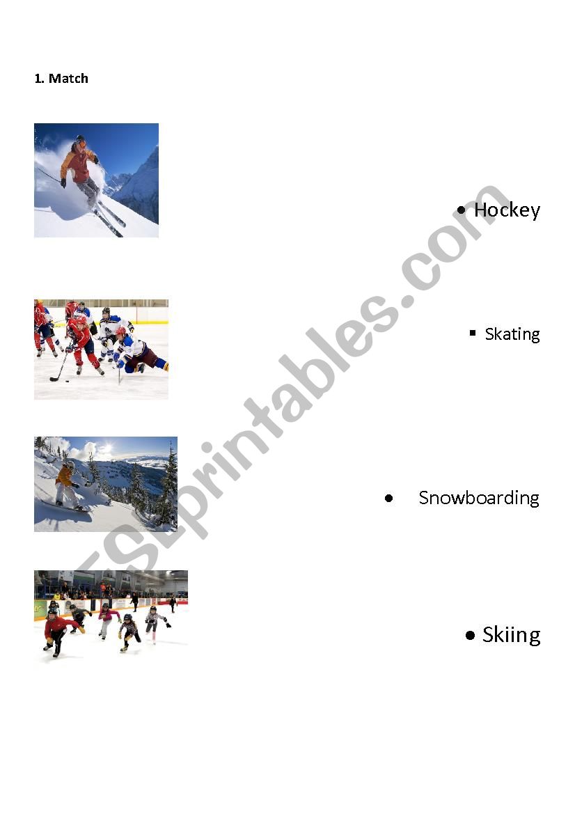 Winter Sports worksheet