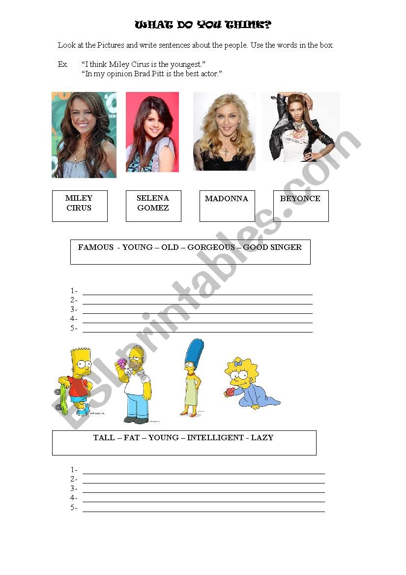 What do you think? worksheet