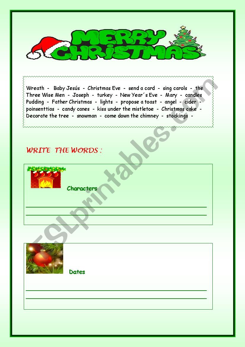 CHRISTMAS   WORDS worksheet