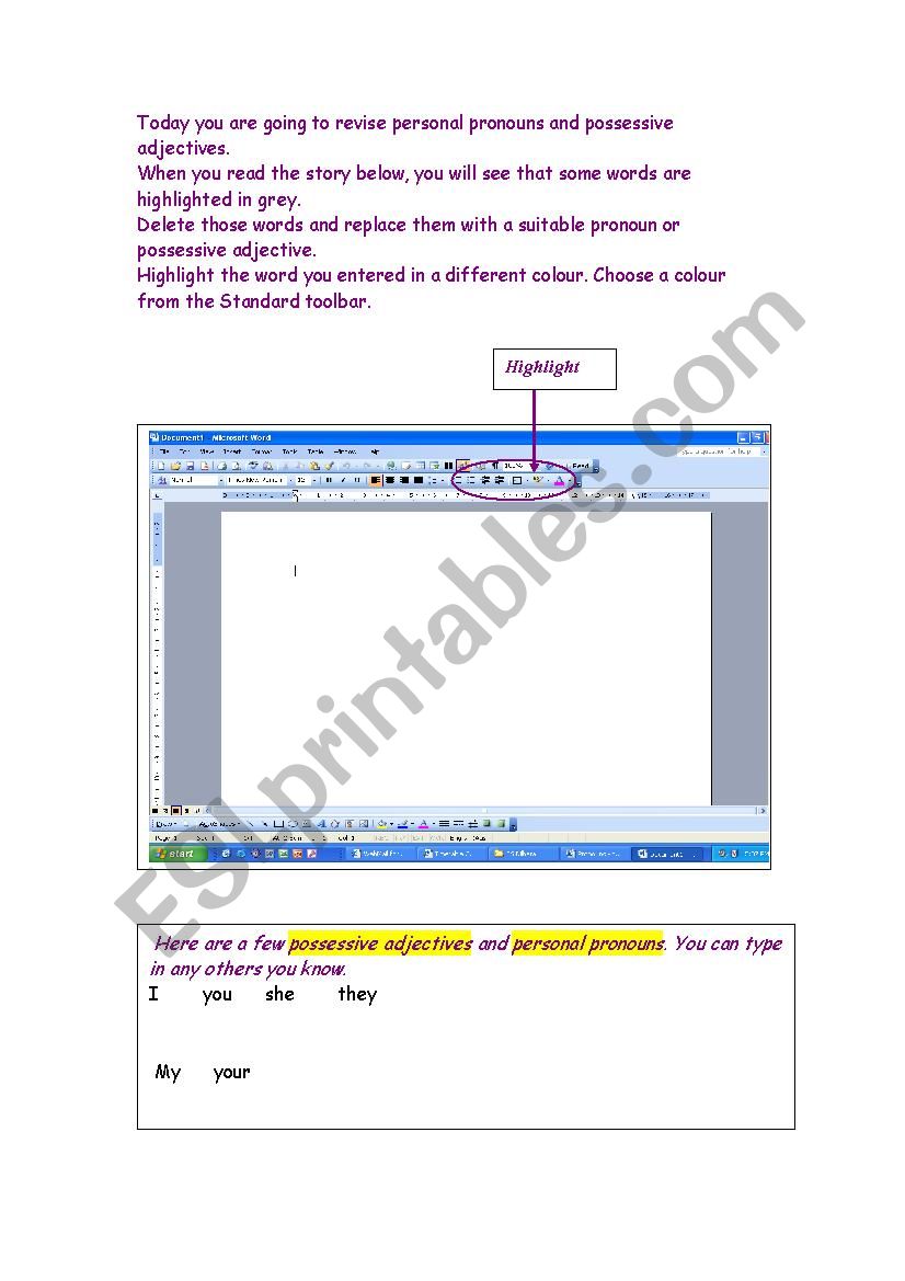 Possessive Pronouns worksheet