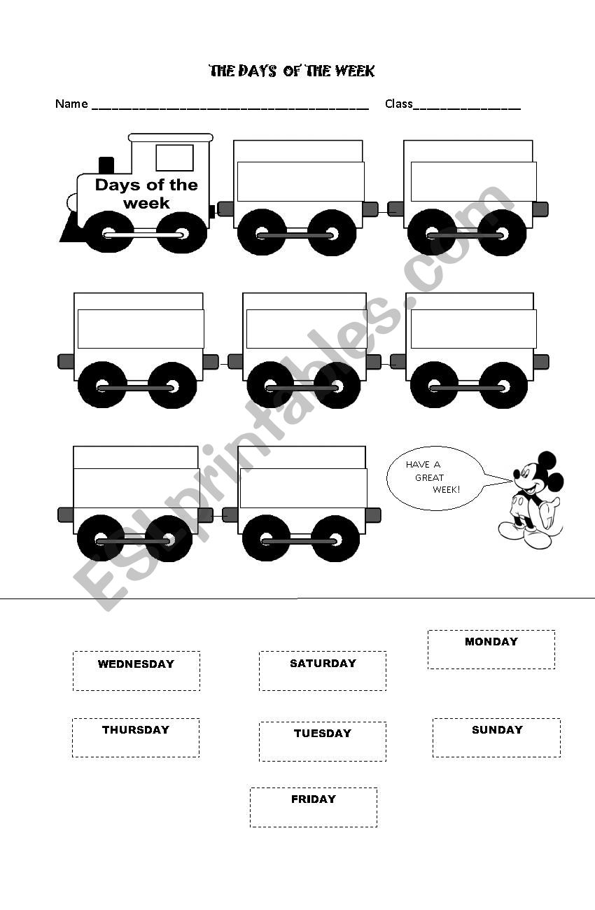 The DAYS OF THE WEEK worksheet