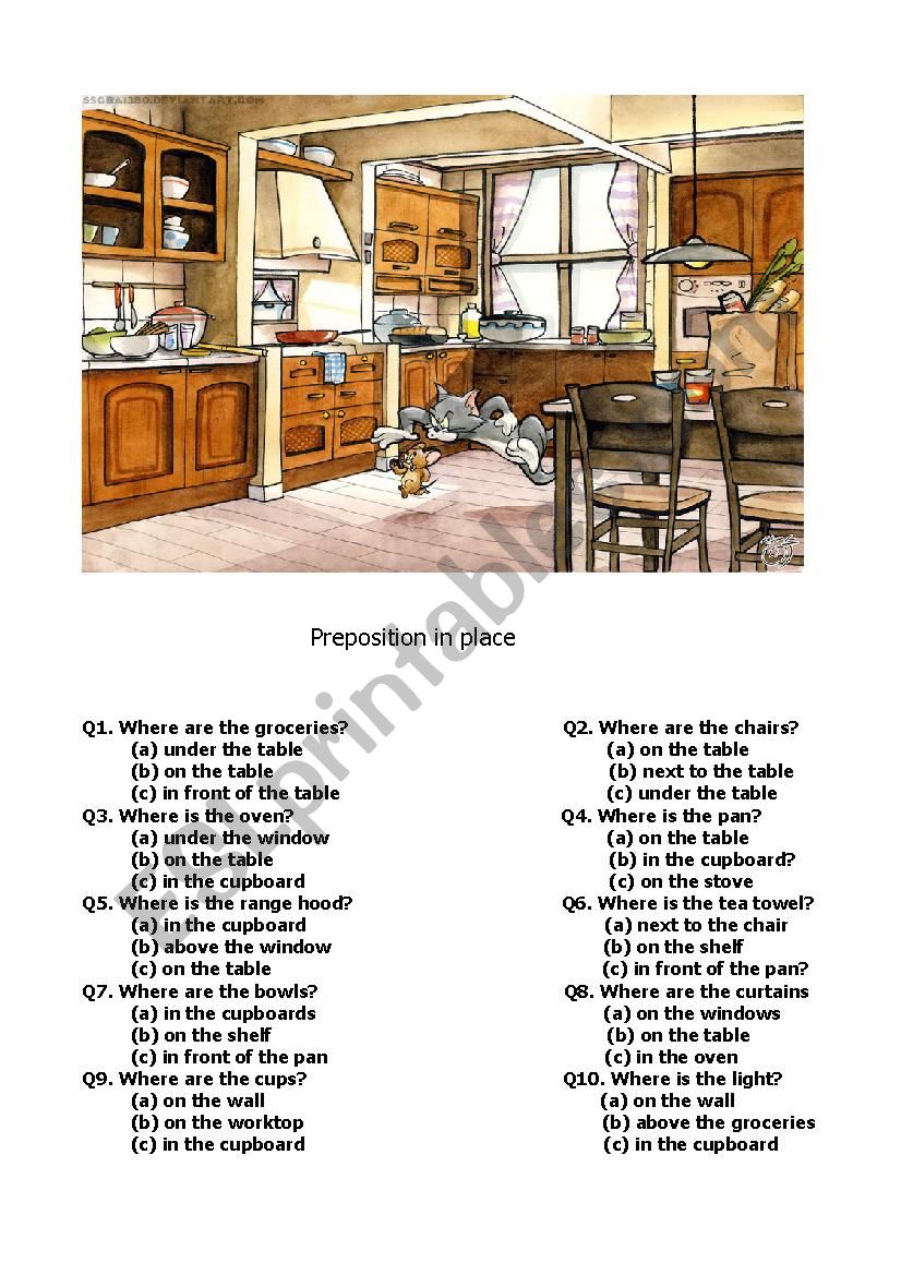 preposition of place worksheet