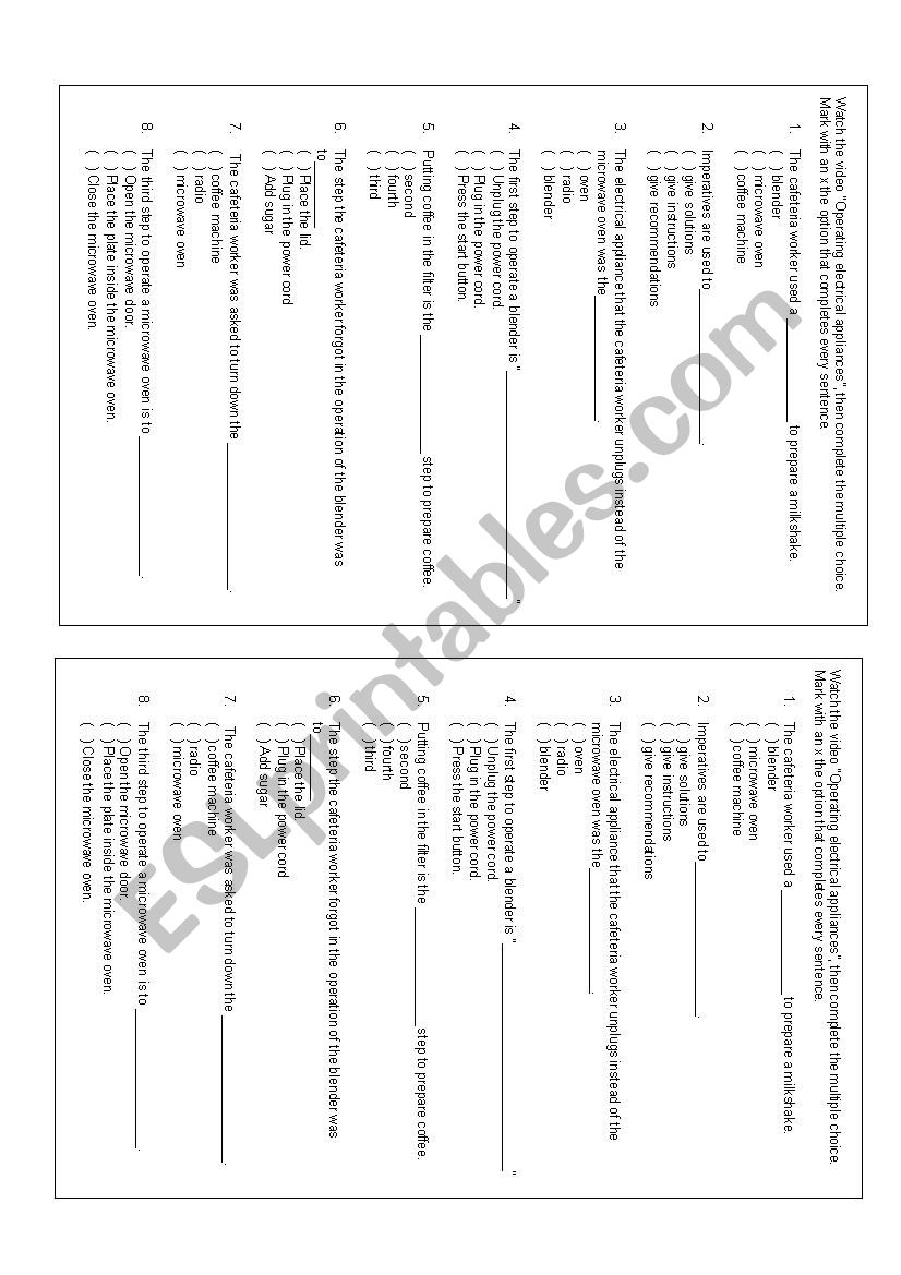 Operating electrical appliances/ Multiple choice