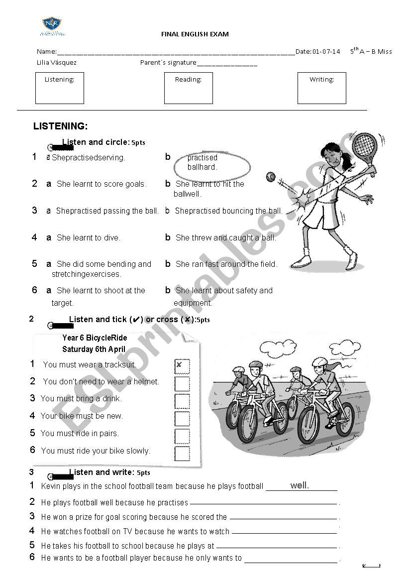 test worksheet