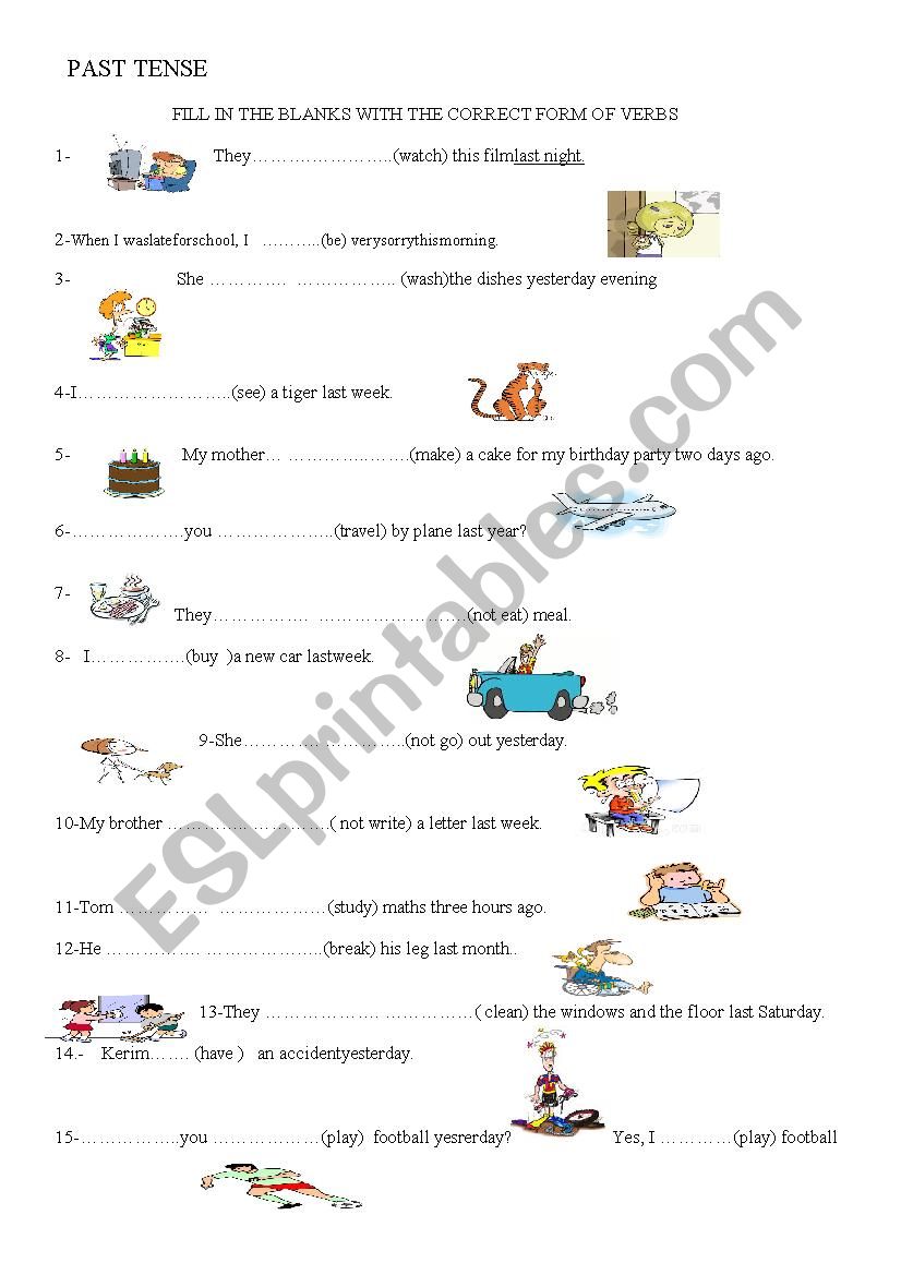   past  tense worksheet